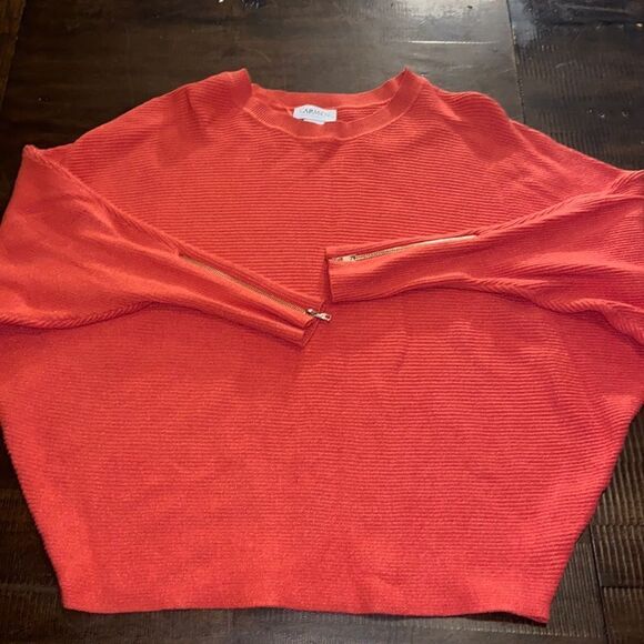 Carmen Marc Valvo Sweater Dolman Sleeve coral Orange Bright Comfy Medium - Picture 1 of 5